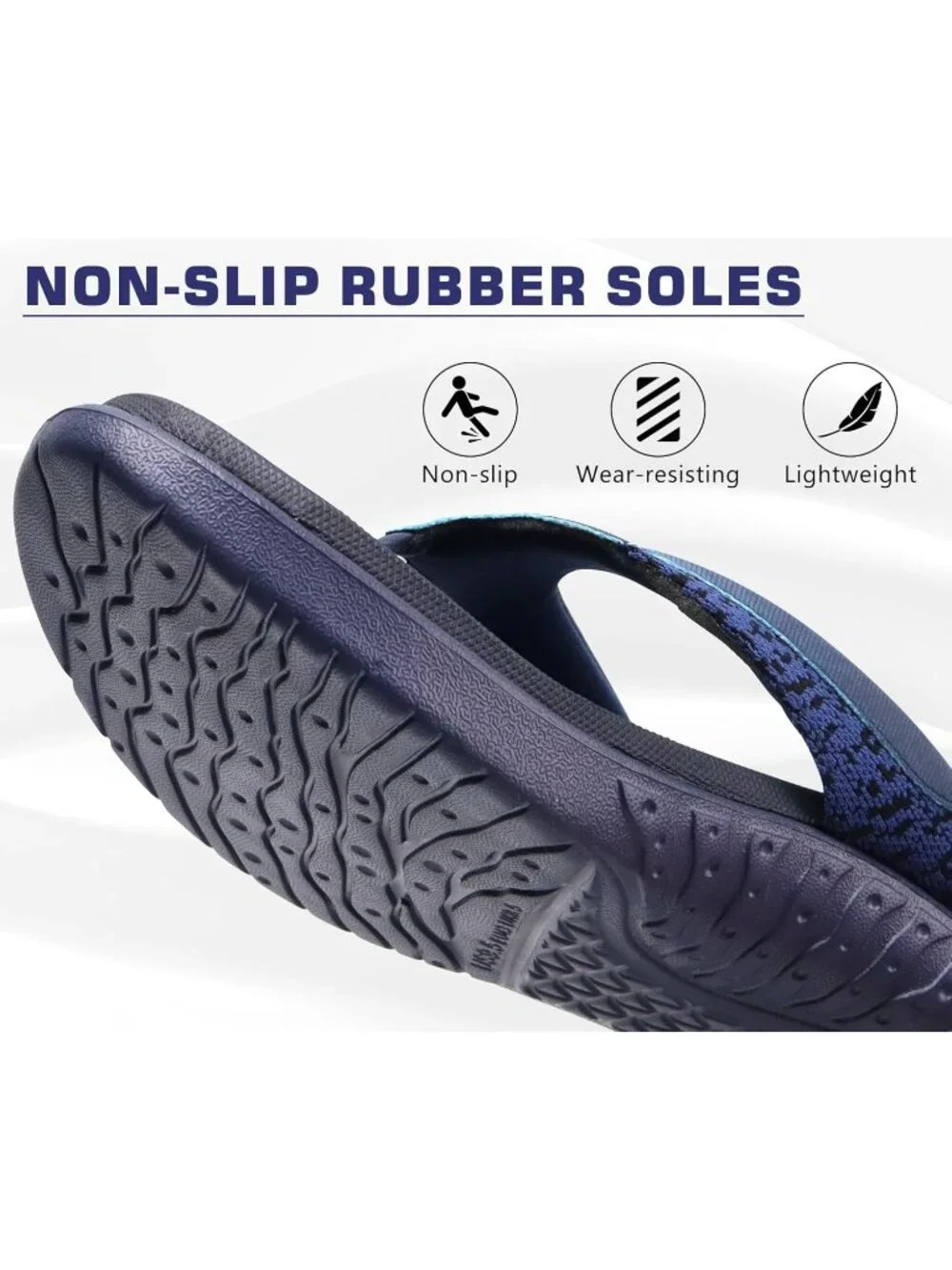 Men's Blue Flip Flop Open Toe Athletic Straps Orthotic Summer Plantar Casual